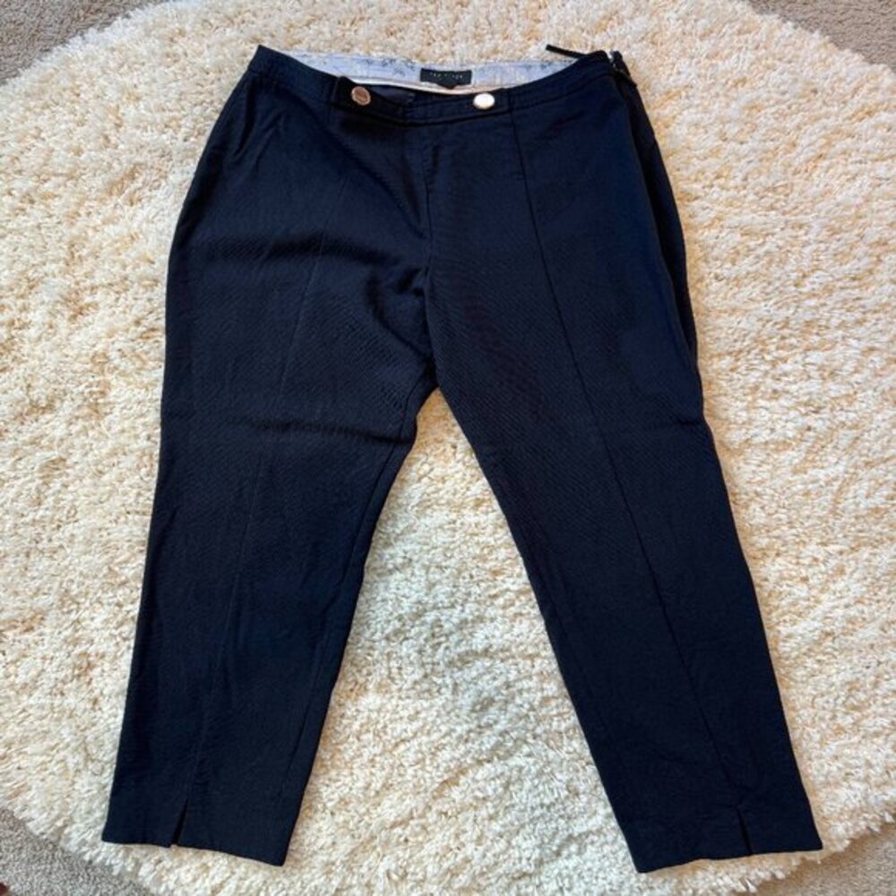 Ted Baker London Womens Trim Fit Straight Leg Zip Pockets Trousers Black Size 2